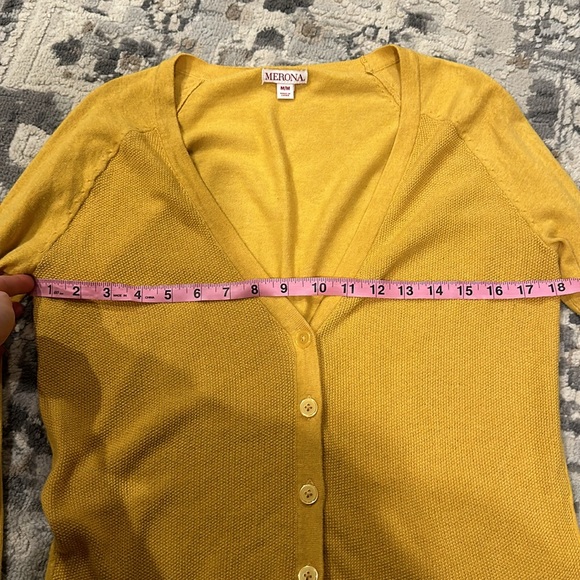 Mustard Yellow Button Up Yellow Cardigan - Picture 8 of 10
